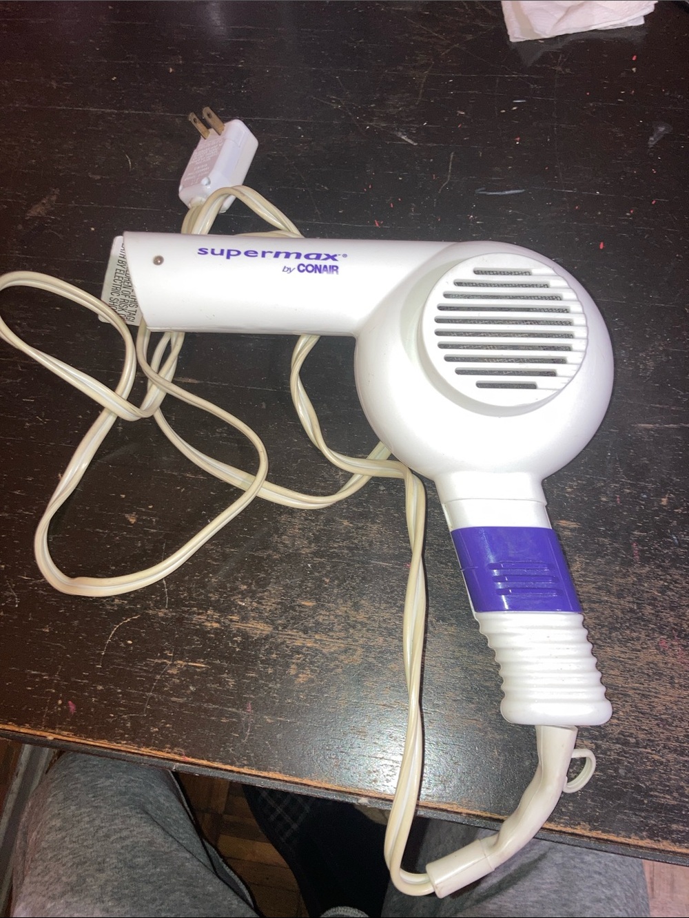 Vintage Supermax Compact Hair Dryer — White & Purple